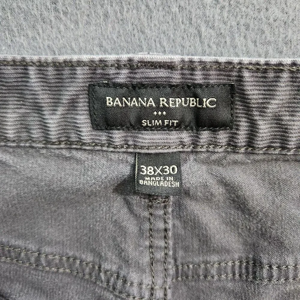 Banana Republic Corduroy Pants Men 38X30 (39X28) Forged Iron Gray Slim Fit